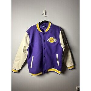 Ultra Game NBA Los Angeles Lakers Varsity Bomber Jacket Size Large Wool NEW